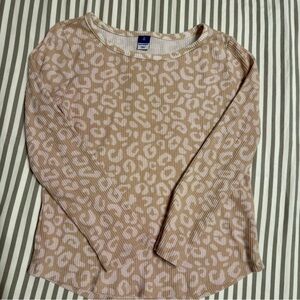 Old Navy Leopard Print Ribbed Long Sleeve Top Girls Size 8